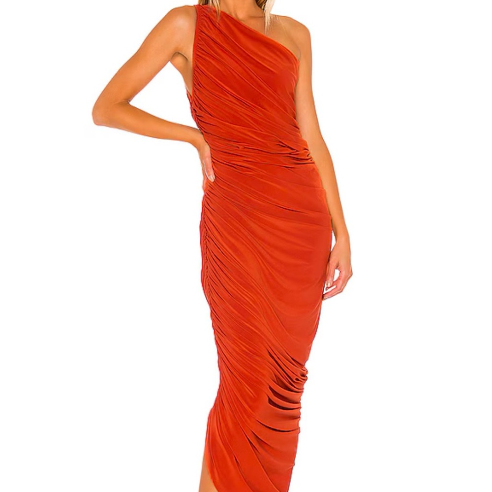 Norma Kamali Orange One-Shoulder Asymmetrical Dress